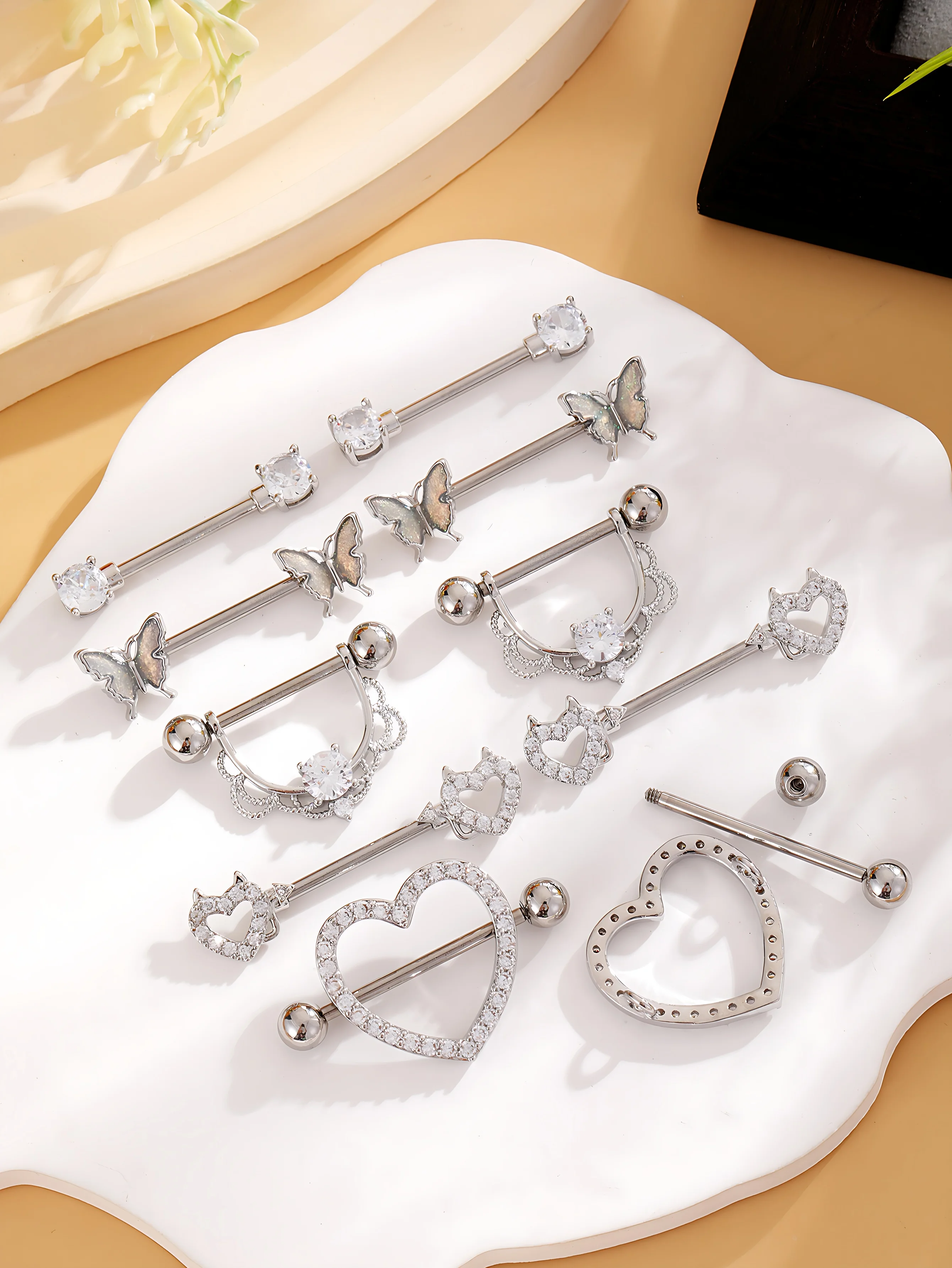 14G Edelstahl Nippelpiercing Set Nippelringe Barbell Pack Rote Kirsche Kuchen Nippel Schmuck Bulk Kristall Nippelpiercings – Detail 13