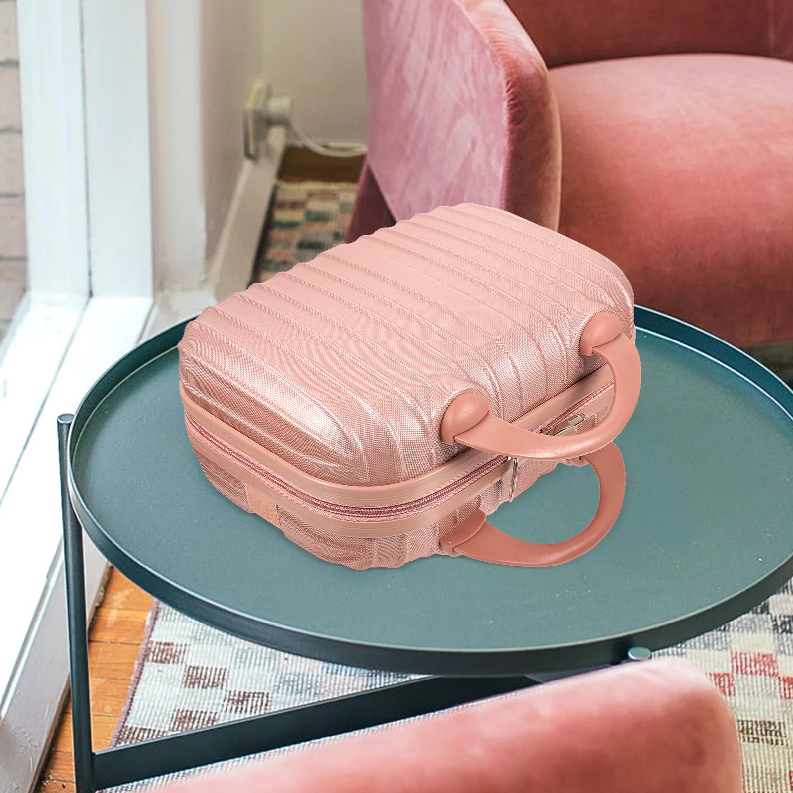 

Travel Case Large Space Portable Bag Women ABS PC Toiletry Organizer Storage Box Multifunctional Premium