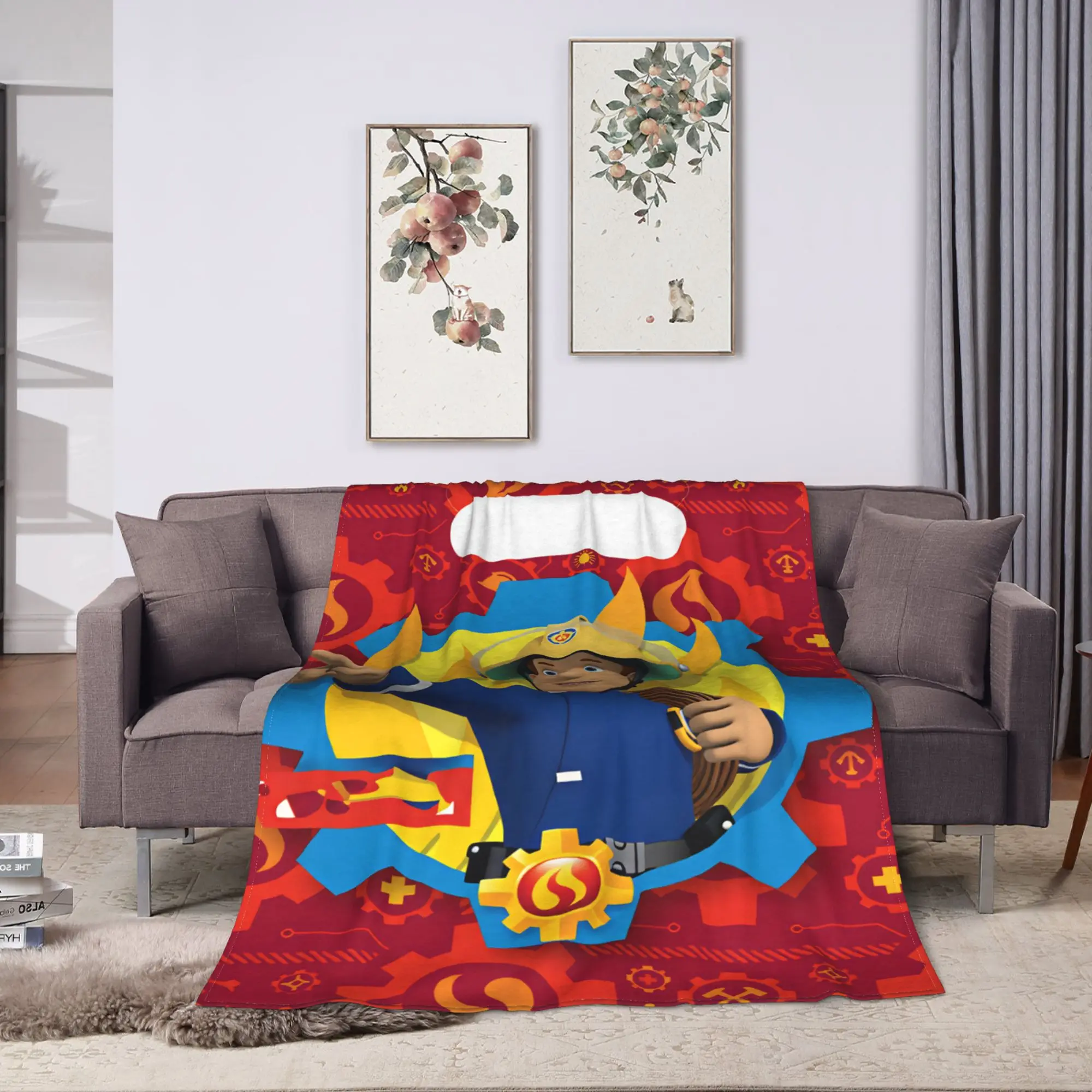Fireman Sam Blankets Firefighter Printed Warm Soft Novelty Plush Throw Blanket For Couch Chair Flannel Bedspread Bed Cover