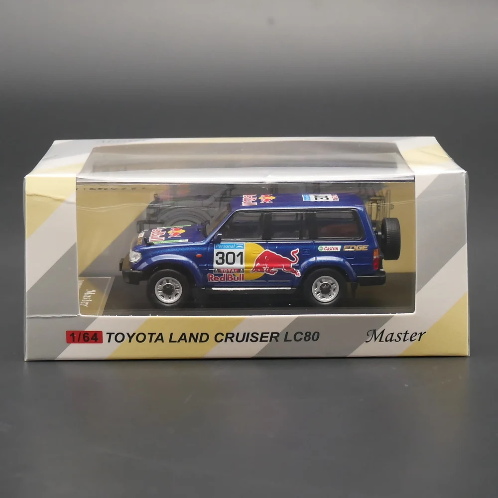 

Литой под давлением мастер масштаб 1:64 Toyota Land Cruiser LC80 Land Cruiser LC80 Red Bull, модель автомобиля из сплава, Коллекционная игрушка, подарок, сувенир
