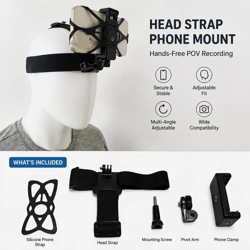 1/4/5Pcs/Set Mobile Phone Head Chest Strap Harness Mount Holder Kit Cell Phone Clip For Phon Osmo Action Camera