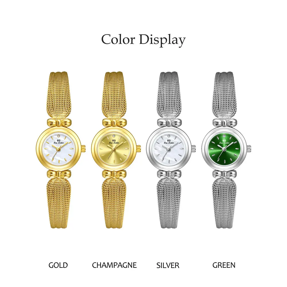 NEW Women's Watches Small Green Dial Luxury Quartz Watch Vintage Ladies Dress Bracelet Watches For Woman Simple Clock