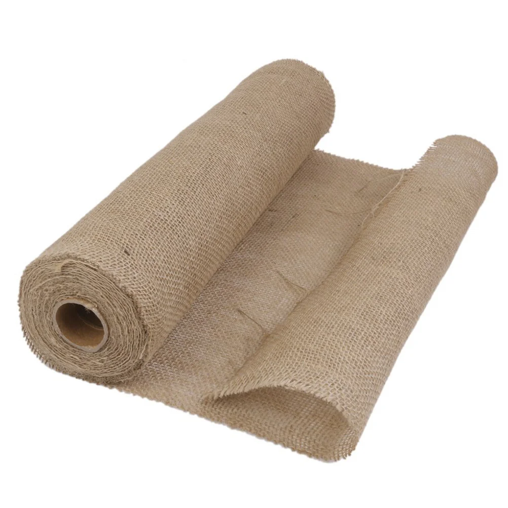 

Natural Burlap Table Runner Brown Rustic 10M Jute Surge Edge Vintage Wedding Decor Hessian Rustic Table Cover