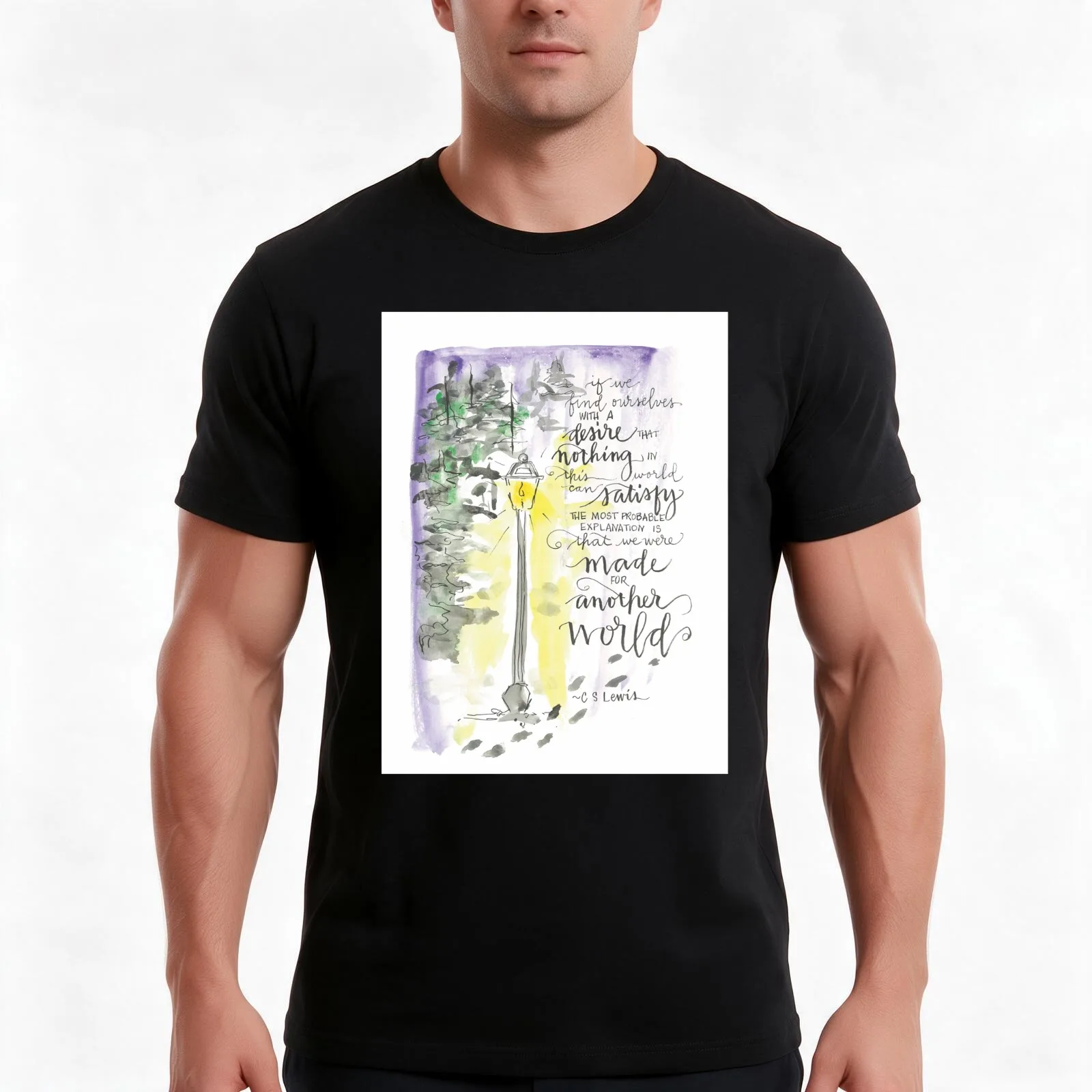 Made For Another World Lamppost T-Shirt, Summer Casual Cotton Tee, Oversized Streetwear Tops, Vintage Graphic Print, 100% Cotton