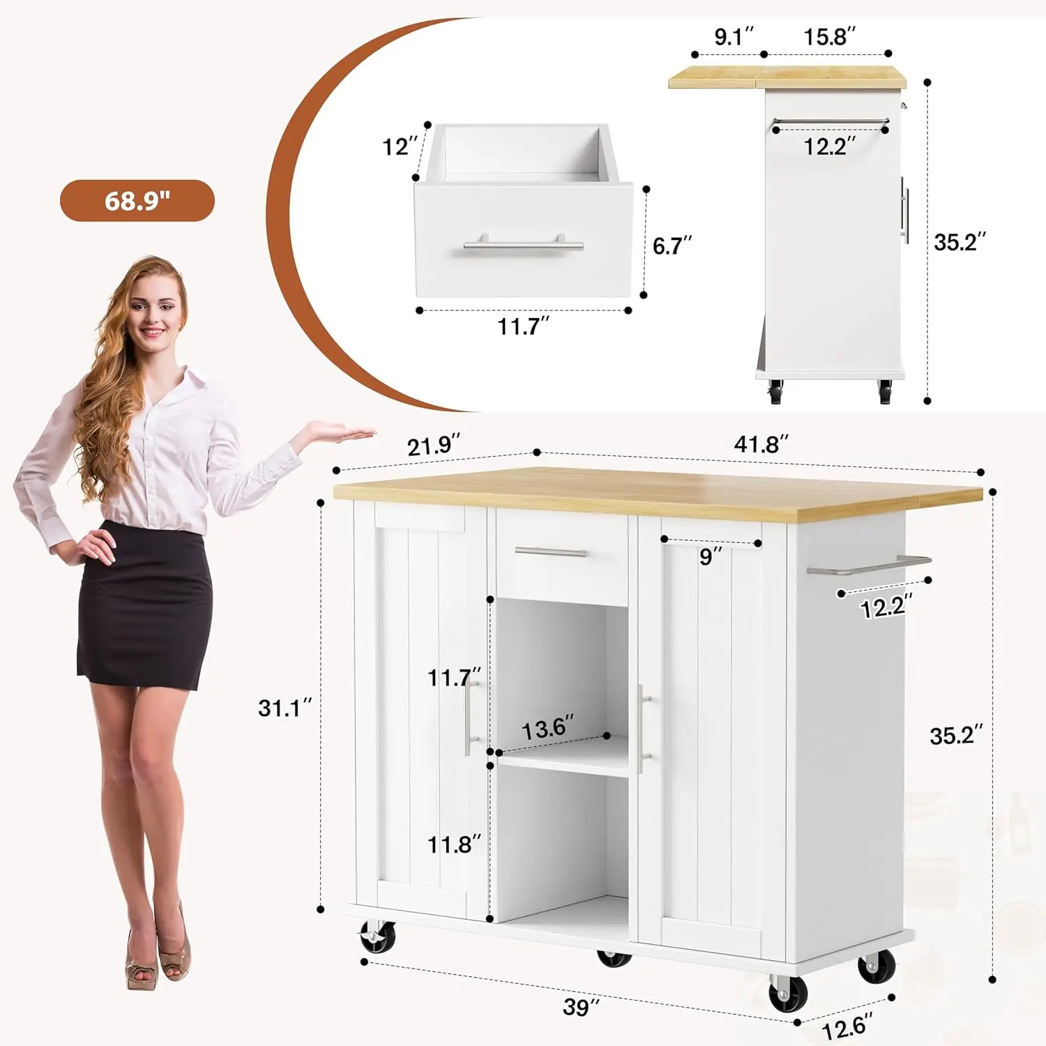 Thumbnail 2 - #12 Latest Rolling Kitchen Islands Offers