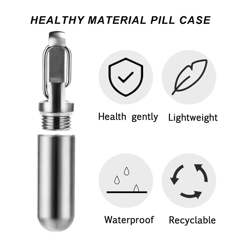 CEA 2X Small Pocket Pill Box Keychain,Portable Pill Case Stainless Steel Travel Pill Container Keychain Pill Holder
