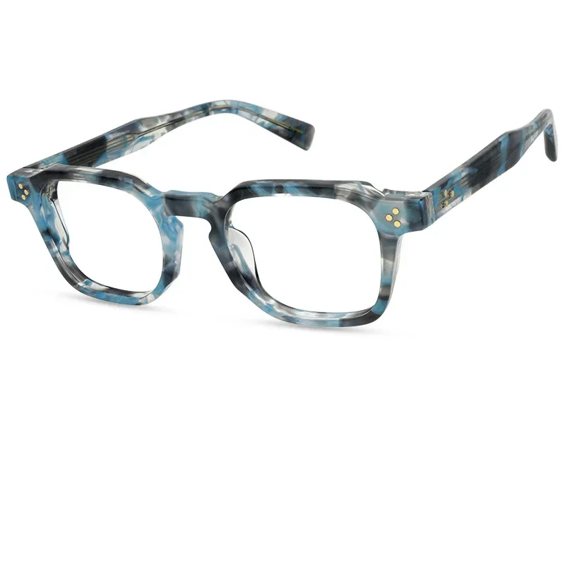 

New acetate fiber handmade frame square plate glasses for men and women can be matched with myopia prescription lenses