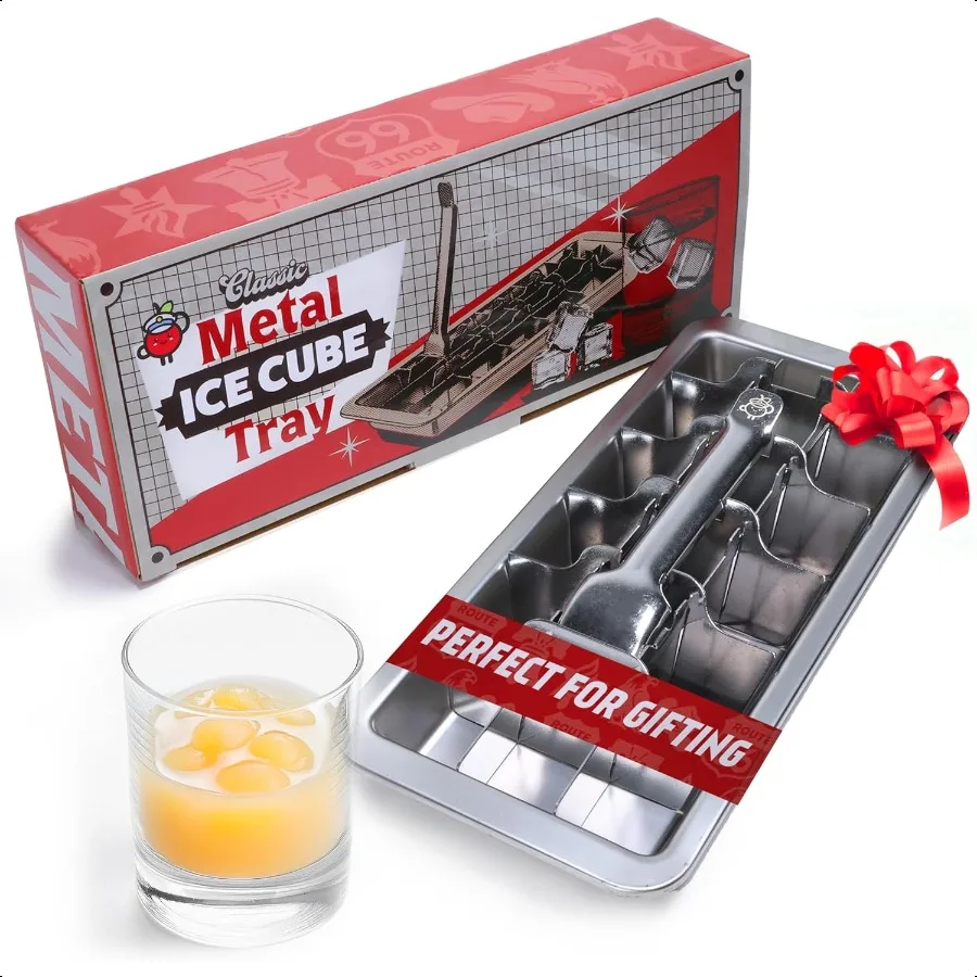 

Stainl Steel Ice Cube Tray with lever 11 18 cubes Classic Metal Ice Cube Trays for Freezer Retro Non Toxic Plastic Free Dishwa
