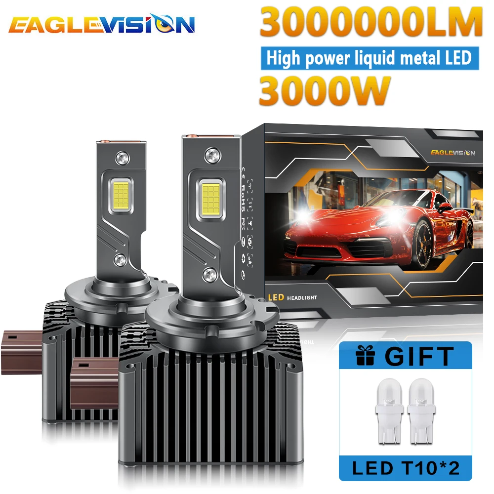 

EAGLEVISION 2PCS Powerful HID TO LED Headlight Bulbs Plug&Play Led CANBUS Xenon Lenses D1S D2S D3S D4S 3000W 6000K 12V 24V