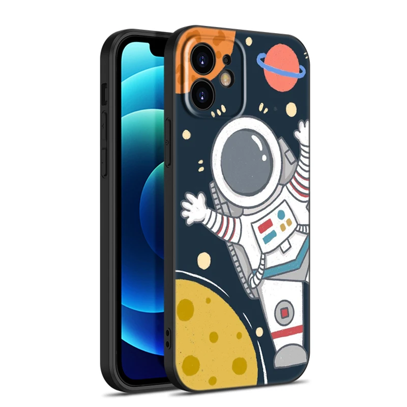 Cartoon Space Astronaut Black Phone Case For Honor 200 90 Lite X7B X6 X8B X6A X6S X7A X8A X9A X9B X5 Plus 70 20Pro 10Lite Cover image 5