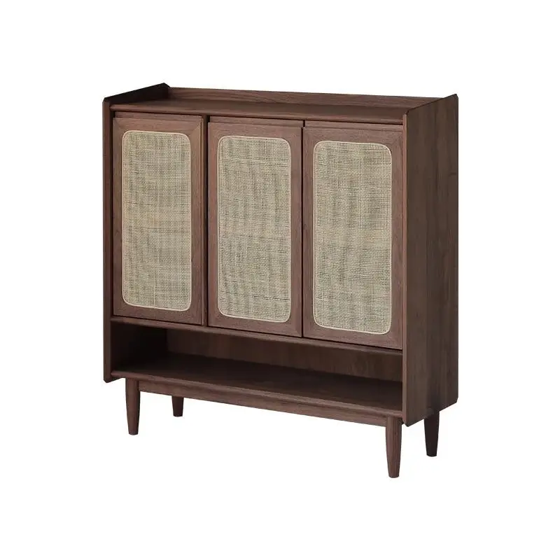 

North American black walnut shoe cabinet dining side cabinet solid wood locker household door shoe cabinet