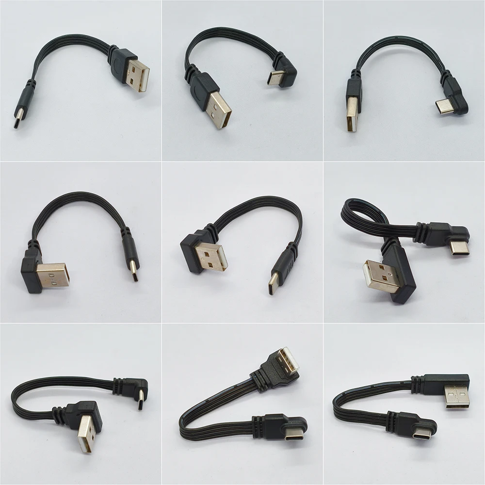 1 Stück 10CM-100CM Flaches Flexibles Gerades & Nach Oben & Unten & Links & Rechts Angewinkeltes 90-Grad-USB-Stecker auf Typ-C-Stecker Lade- und Datenkabel – Detail 2