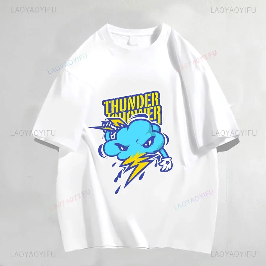 Thunder cloud Pattern New style Hip Hop Streetwear Summer Cartoon Men Short Sleeve Casual Tops Tees