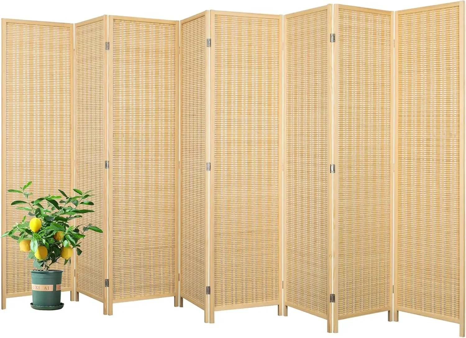 

Customizable "8-Panel Bamboo Room Divider - 66.9" Freestanding Privacy Screen for Living , Bedroom & Office"​