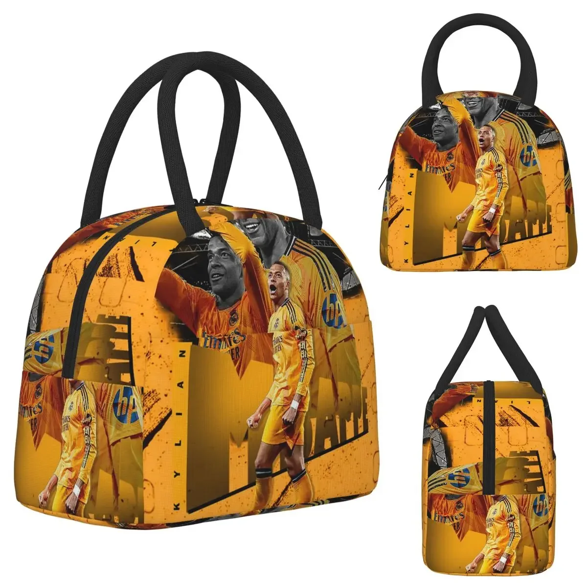 Football KM Mbappe Soccer Insulated Lunch Bag for Women Office Cooler Thermal Food Box Tote Leakproof Lunch Boxes Container