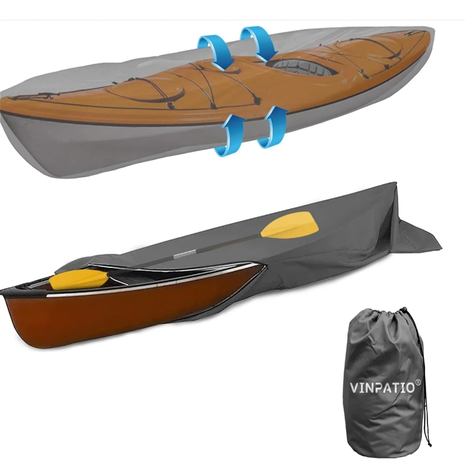 

Kayak Cover, 600D Kayak Cover Canoe Cover Paddle Board Cover for Outdoor Storage, Waterproof Heavy Duty UV Protection Dust