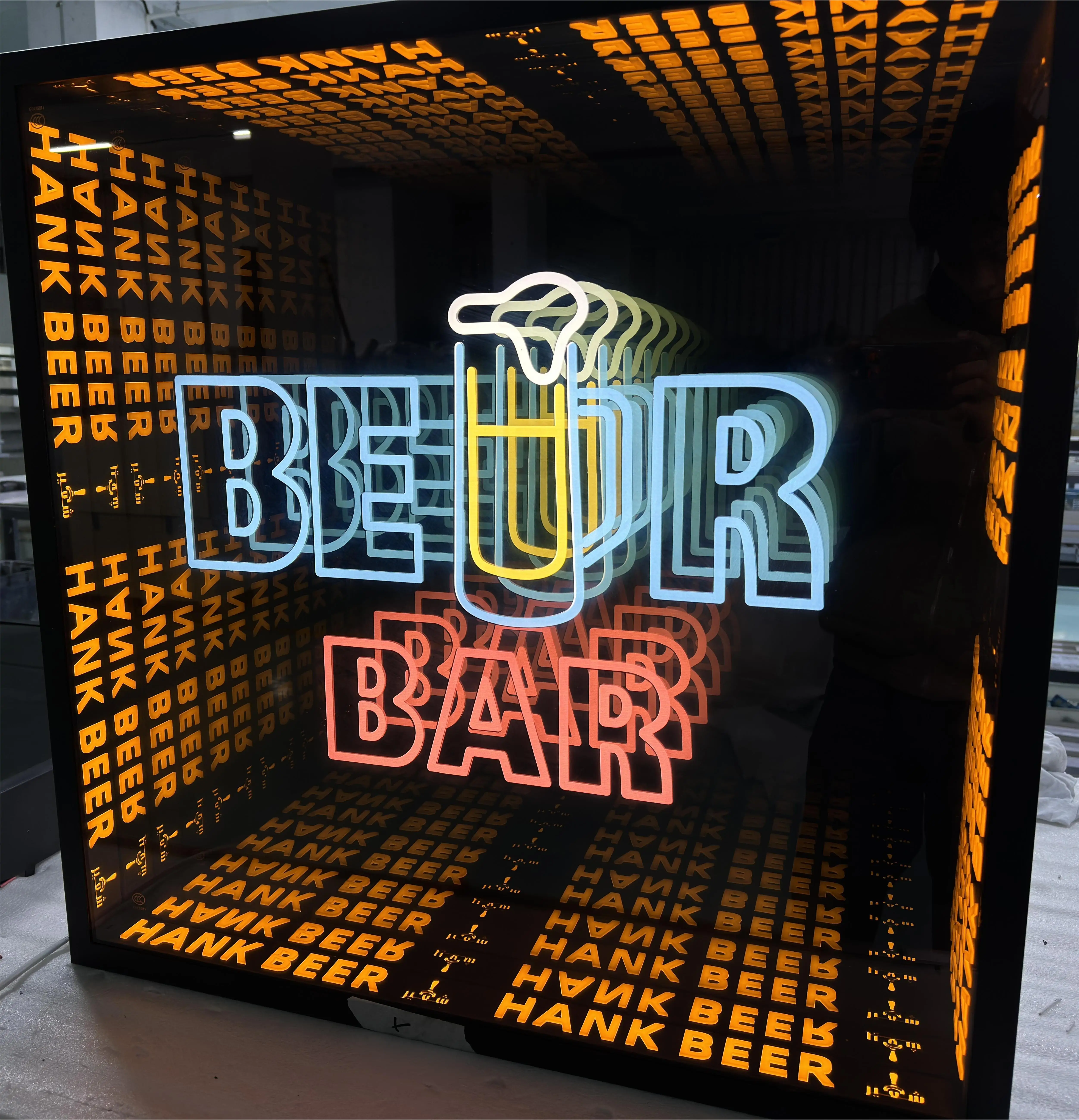 2025 New Best-selling Store Decor 3d Infinity Mirror Display Customize LED Sign for Your Business