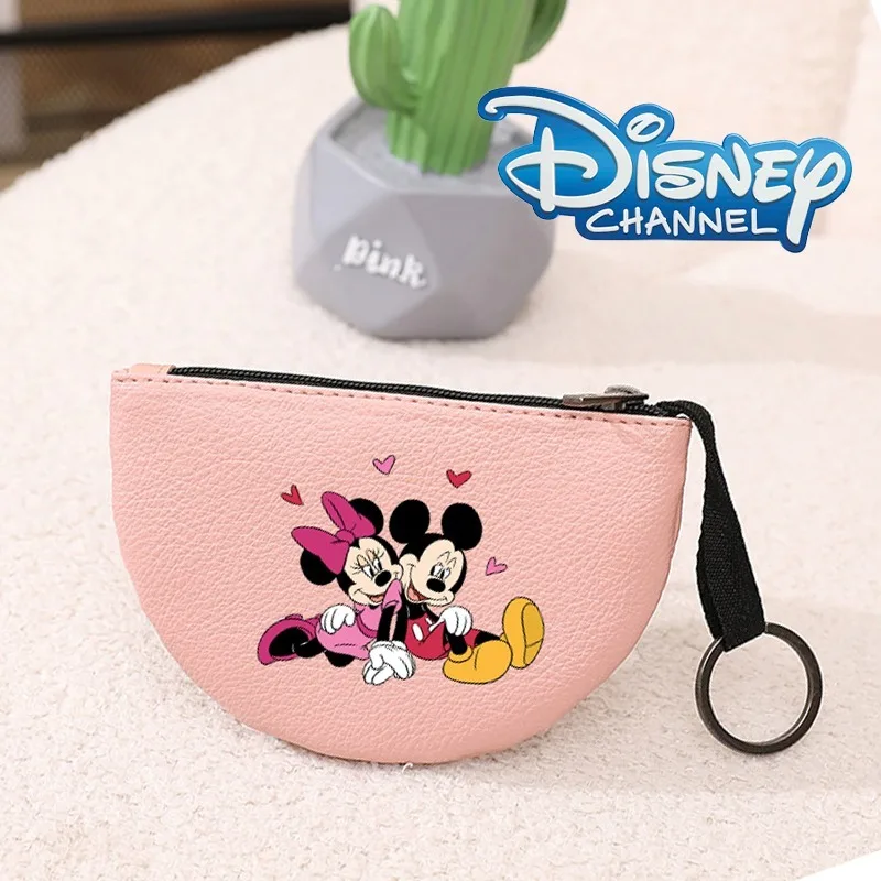 Mickey mouse carteira feminina disney anime dos desenhos animados pu couro macio pacote de dinheiro tendência pingente multifuncional bolsa de moedas bolsa de embreagem