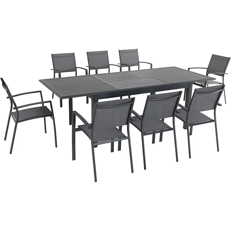 Balcony Furniture Patio Dining Set Outdoor Table And Chairs Stack-able Garden Dining Chairs With Extensible Table