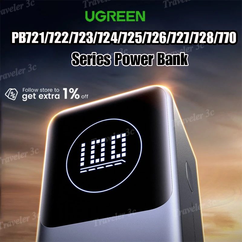 30% OFF Sales UGREEN Nexode Pro Power Bank 20000mAh Large Capacity Built-in 65CM Cable Mobile Power TFT Screen Digital Display
