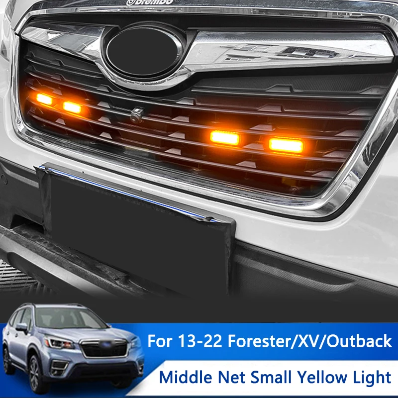 QHCP Front Grille Light Center Grid Daytime Running Light Modified Fit For Subaru Series Forester XV Outback 2013-2022 Accessory