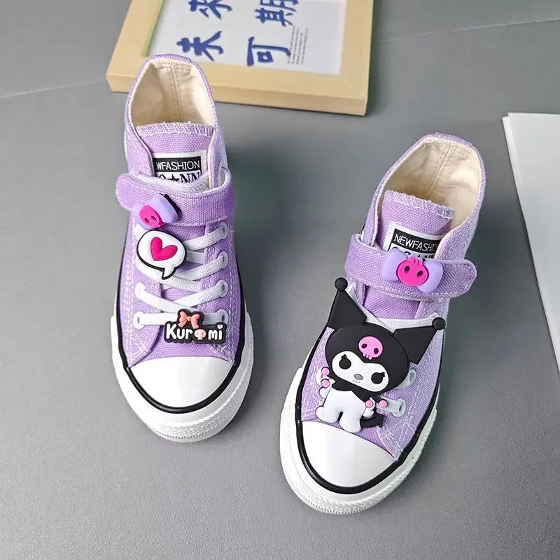 Kuromi-Zapatillas de lona Kawaii Sanrio Ins para niños y niñas, zapatos de tablero a la moda con dibujos animados, zapatillas informales, regalos