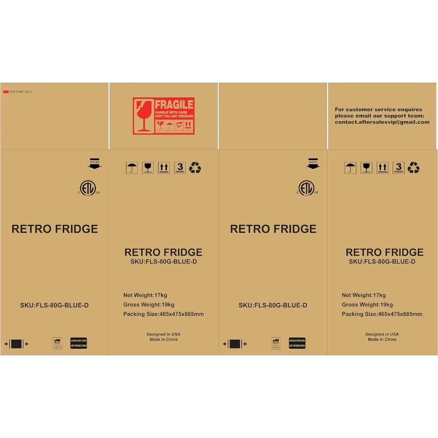 ثلاجة ريترو ميني 3.2 مكعب. قدم. ثلاجة صغيرة مع فريزر ريترو ستايل مع ترموستات قابل للتعديل 7 مستويات مدمج عتيق 2-