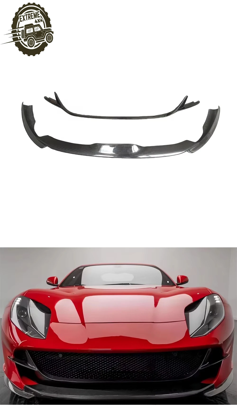 N Style Carbon Fiber Car Exterior Bumper Parts Front Lip Carbon Fiber Kit for Ferrari 812 GTS