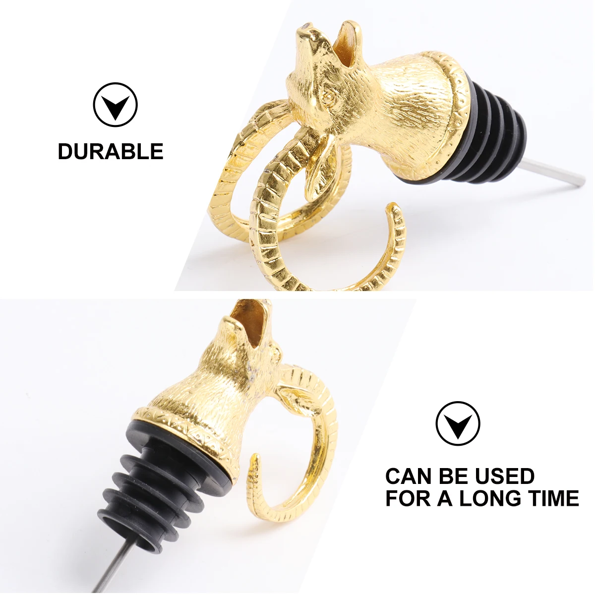 

Funny Antelope Head Pourer Aerator Bottle Stopper for Party Golden Lightweight Use Accessories Kitchen Bar