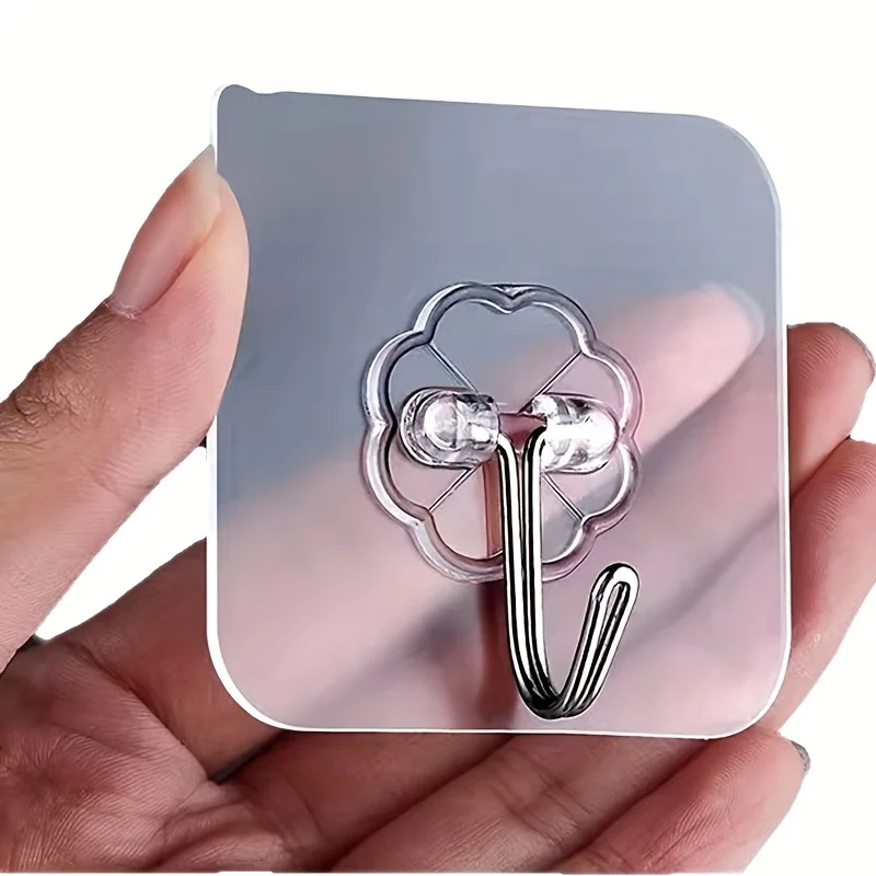 1-10PcsTransparent Self adhesive wall hooks Multi-Purpose Wall Hook Key Holder Towel Holder For Kitchen Bathroom Accessories
