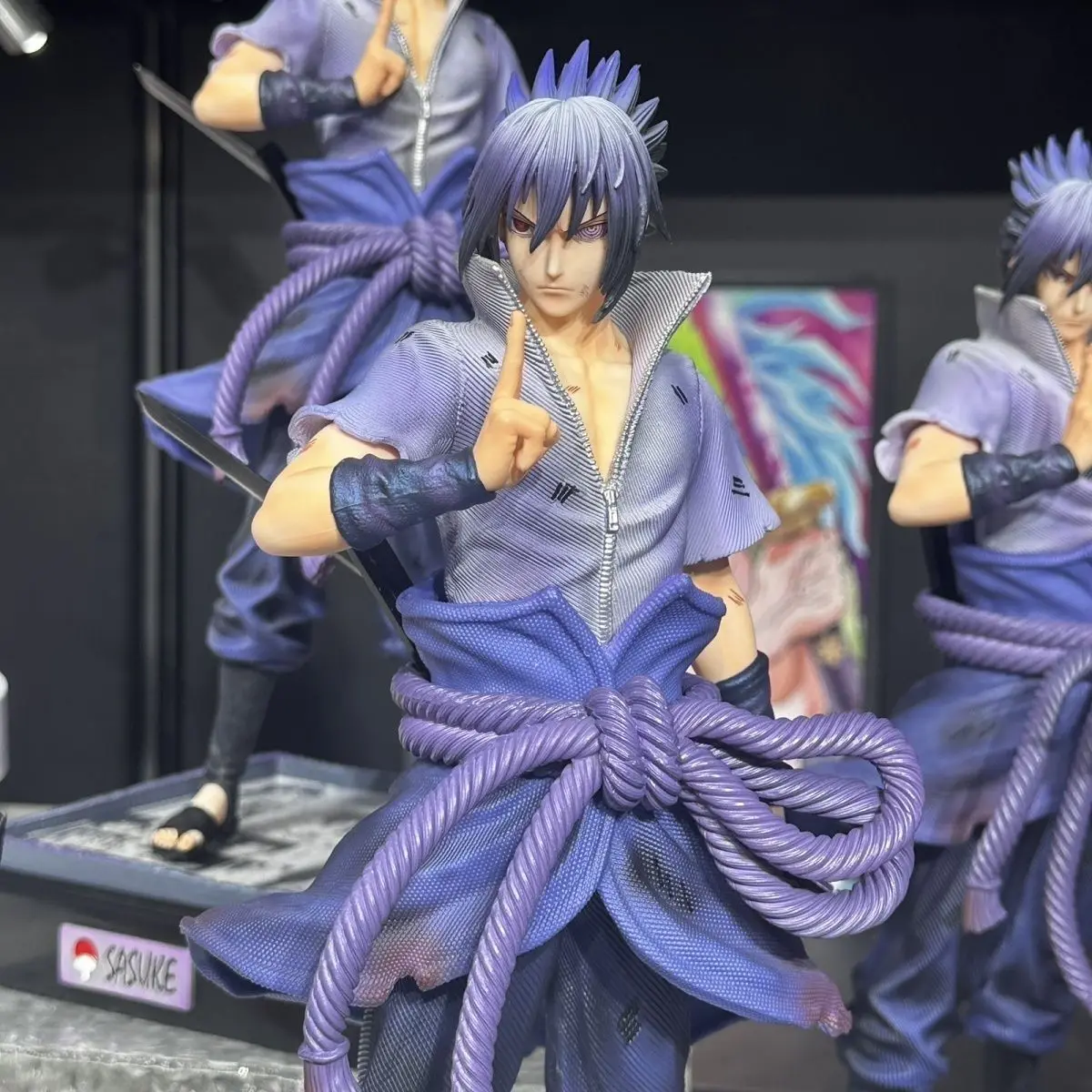 33cm Naruto Uchiha Sasuke Anime Figure GK Double Head Carving Collectible Decor Desktop Ornament Statue Model Toy Fans Gift - view 2