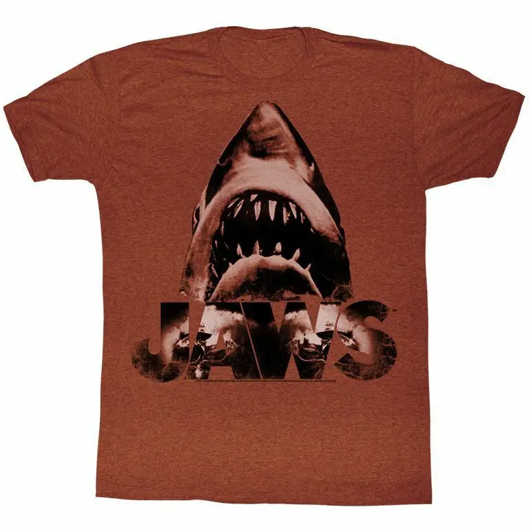 Jaws Burnt Red Heather Adult T Shirt