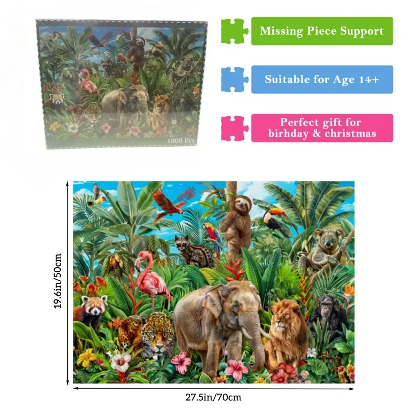 

Пазл «Семья животных» из 1000 деталей, бумажный, для взрослых, антистресс, с мультяшными пейзажами, подарок