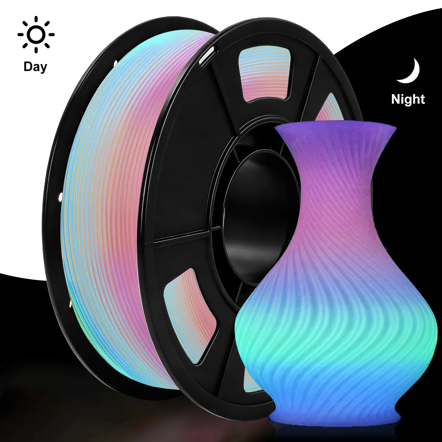 DIY-kerstcadeau, 1,75 mm PLA lichtgevend 3D-printerfilament, 200 g (0,44 l) spoel, gloeit in het donker, voor de meeste FDM-printers