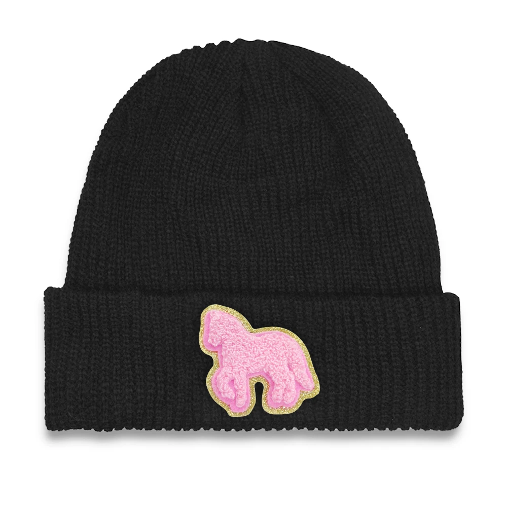 Unisex Hat Cotton Bannie Soft Knitted Hats Dinosaur Embroidery Wool Caps Pink Chenille Pony Logo Men Women's Skullies For Girls