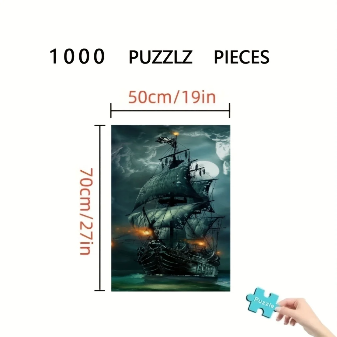 1000피스 해적선 직소 퍼즐 - 두꺼운 도전 퍼즐 게임, 어두운 분위기의 해적선, 교육용 해양 역사 활동