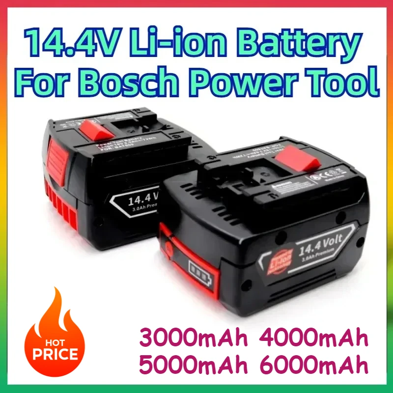 

14.4V 6.0Ah Rechargeable Battery for GBH GDR GSR 1080 DDS180 BAT614G Replacement Li-ion Battery Charger Set,for Bosch Power Tool