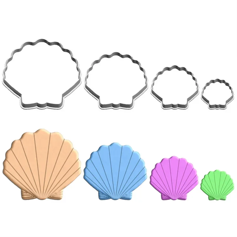 Four Specifications Cartoon Aquatic Animal,Big Pearl Scallop,Plastic Molds,Cake Fondant Tools,Cookie Sushi and Fruits Cutters