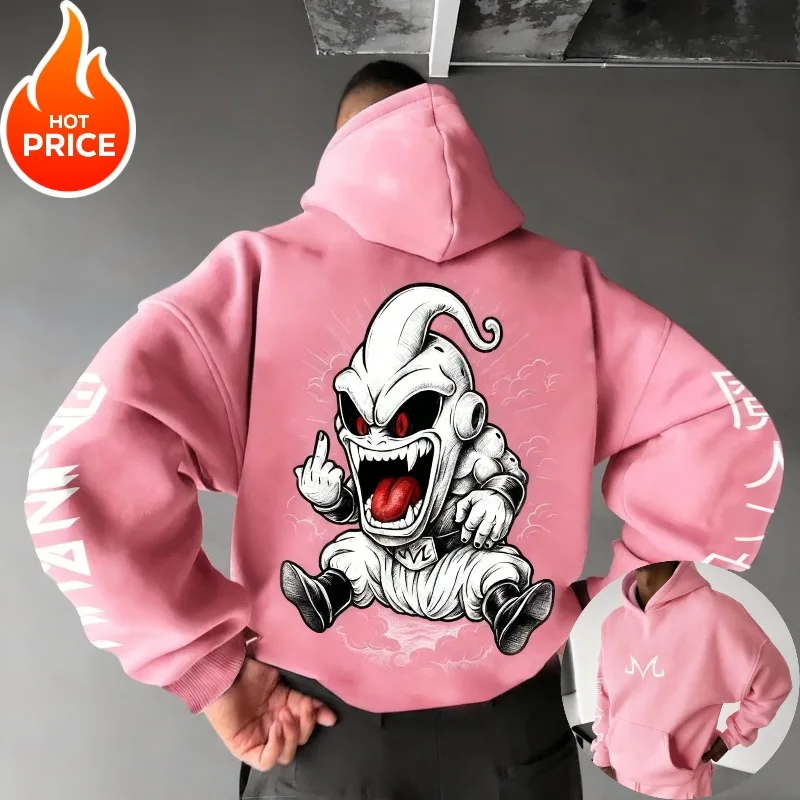 

Аниме Dragon Ball Majin Buu Harajuku 2026, уличная мужская винтажная толстовка с капюшоном, зимняя женская толстовка с капюшоном большого размера, топ с длинными рукавами