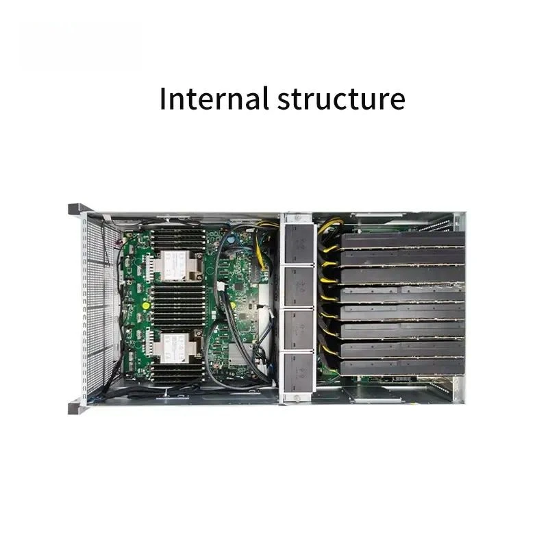 4U GPU Server Chassis for Dual Xeon 4th 5th Gen CPU 11 PCIe 5.0 x16 Slots 8 SATA Barebone Rackmount Case for AI Deep