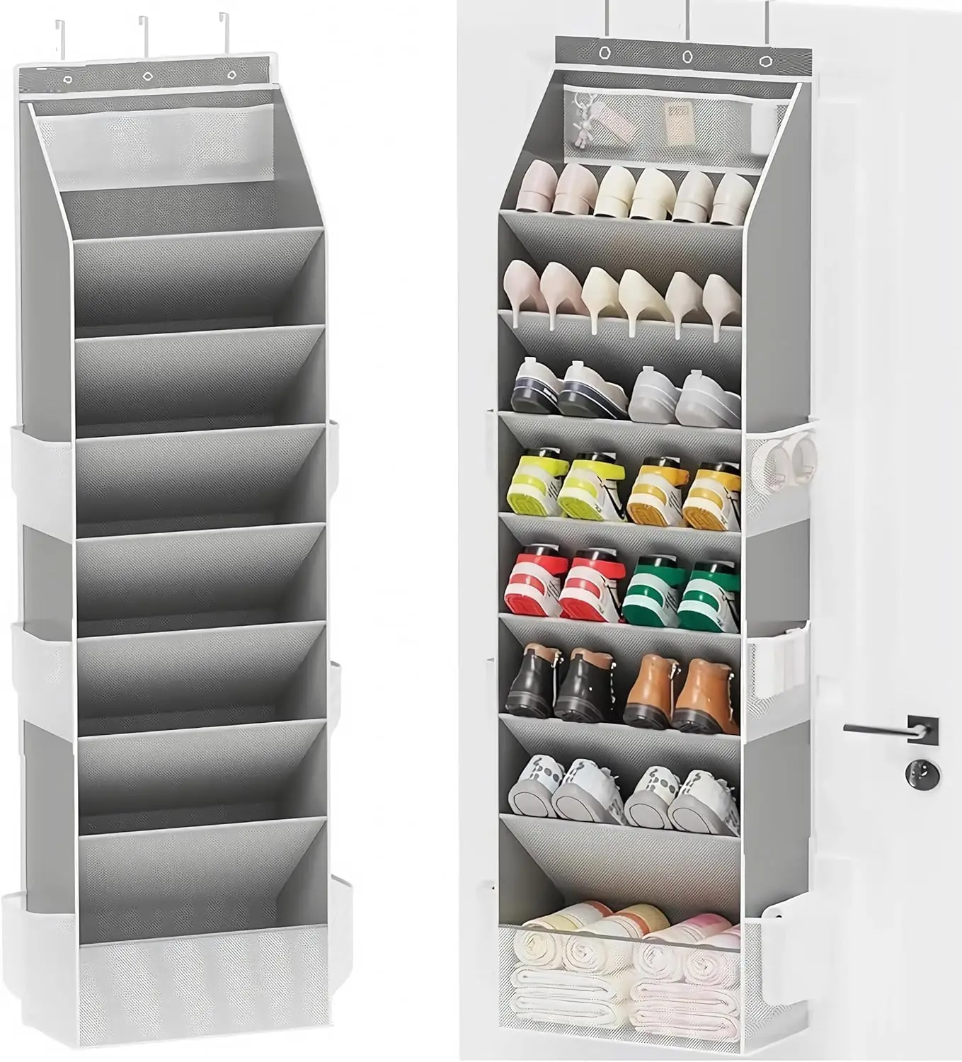

Over The Door Shoe Organizer - Shoe Rack with 8 Tiers, Sturdy Oxford Fabric Storage for Closet