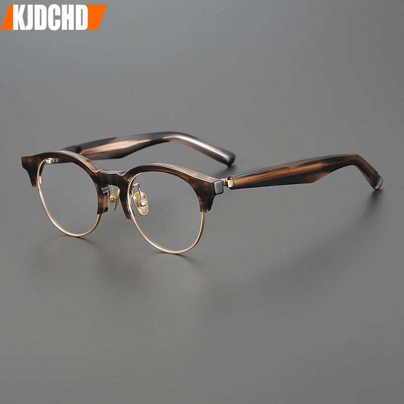 

2024 New Retro Round Eyebrow Glasses Frame for Men Classic Thick Acetate Optical Eyeglasses Women Vintage Prescription Eyewear