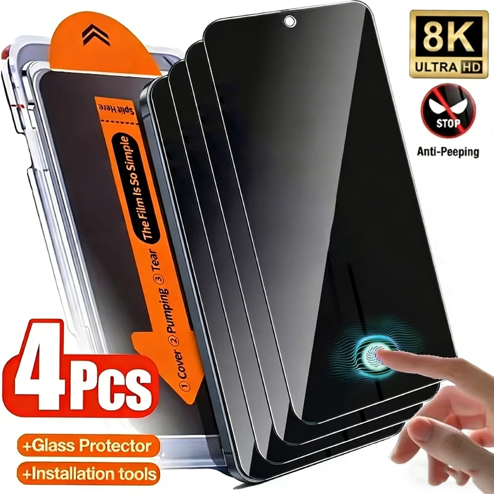 

1-4pcs For Samsung S26 Ultra S26 Edge S26 S25 Ultra S25 Plus S25 Edge S24ultra S24 S22 Privacy Tempered Glass Fingerprint Unlock