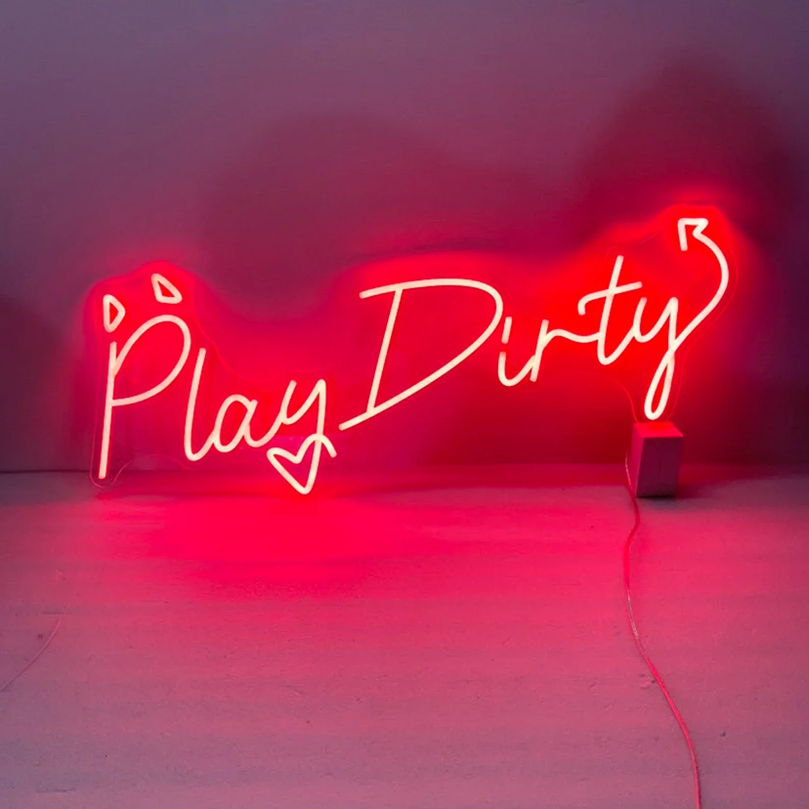 Play Dirty Neon Sign, Custom Neon Sign Bedroom Wall Decor, Play Dirty Sign Wall Art, Red Text Led Neon Light Sign