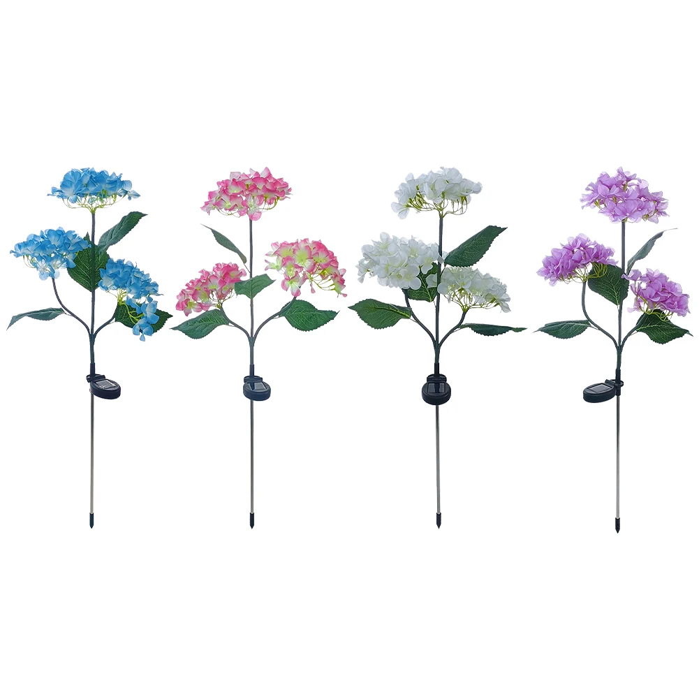 

3 Heads Hydrangea Ground Light Waterproof LED Solar Lawn Decorative Lights Adjustable Iron Wire Simulated Bendable for Courtyard