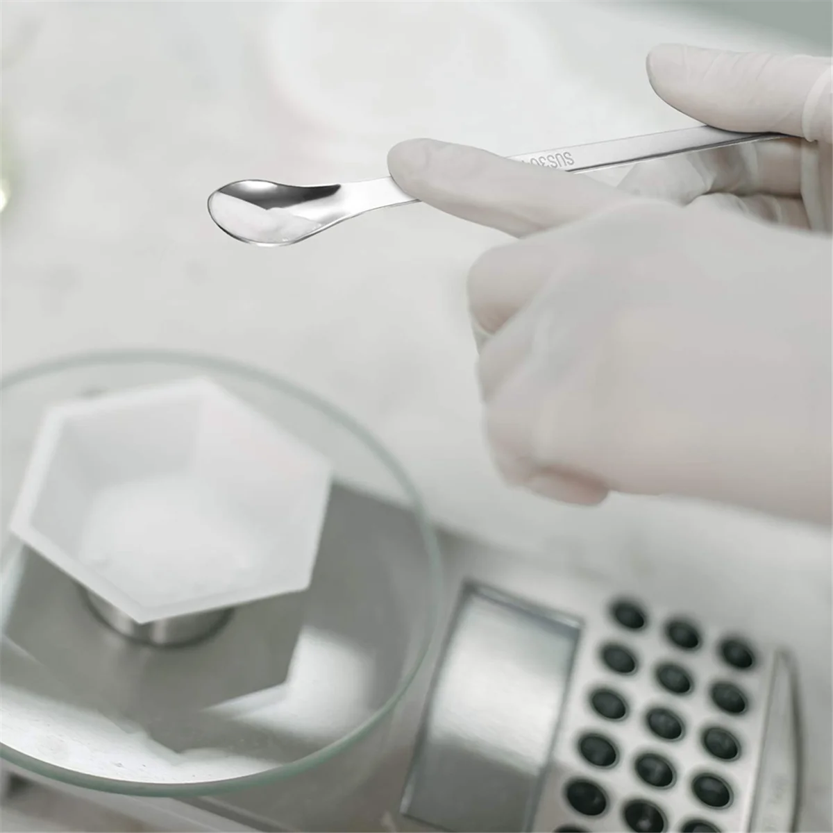 AA98 12 قطعة الفولاذ المقاوم للصدأ مختبر ملعقة ملعقة مختبر أخذ العينات ملعقة خلط ملعقة مجموعات العمل مكشطة معدات المختبرات