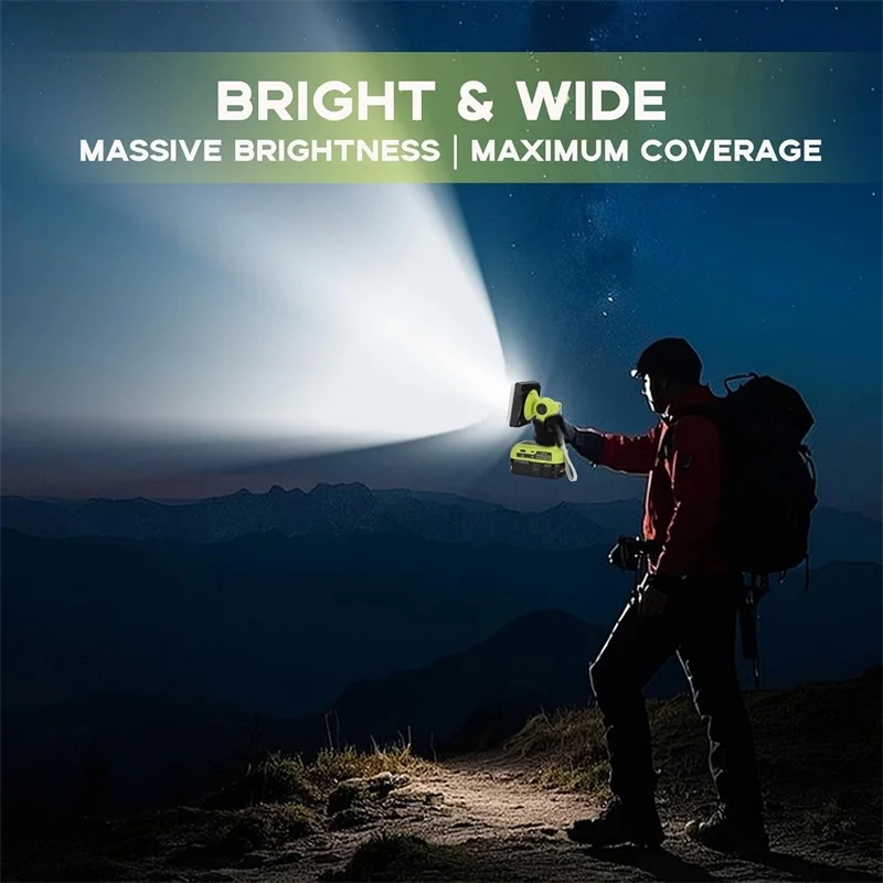 1500LM LED ضوء العمل ل Ryobi 18 فولت واحد + بطارية 25 واط كشاف ضوء مع منافذ USB و Type-C اللاسلكي مصباح ليد إضاءة الطوارئ