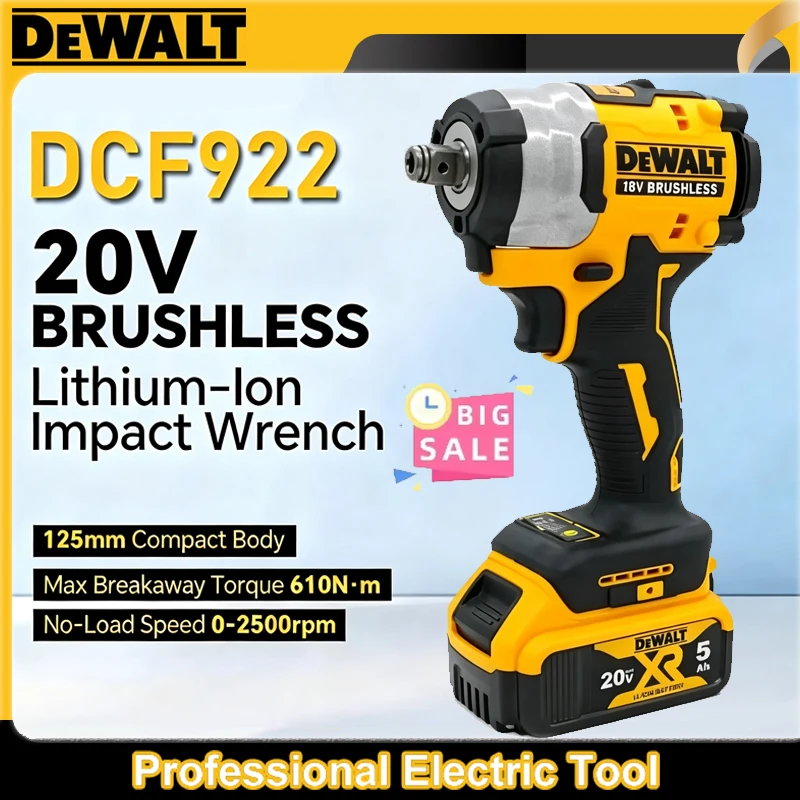 DEWALT DCF922 18/20V Compact Impact Wrench Brushless Motor Variable Speed Electric Wrench Professional Tool For Truck Repair