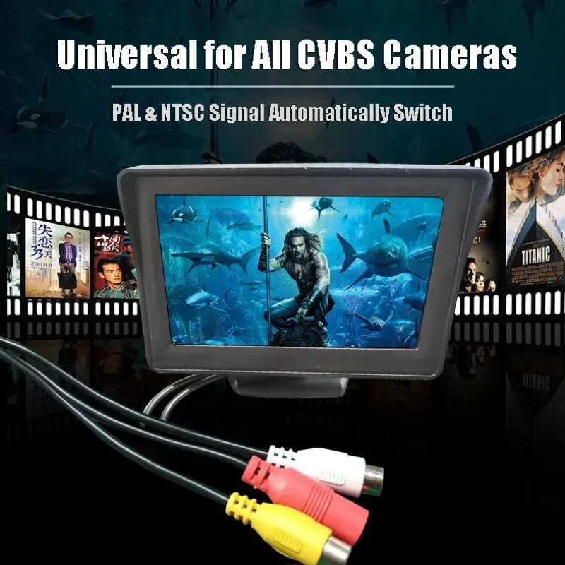 AV TFT LCD 4.3inch Car Rearview Monitor Rear View Camera Reverse Image Display Screen 480 Pixel 9-36V CVBS PAL/NTSC Universal