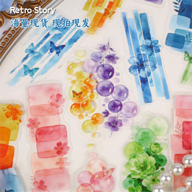 20 Blatt transparente Aquarell-Aufkleber, DIY-Set für handgemachte Alben, Scrapbooking, Dekorationspapier